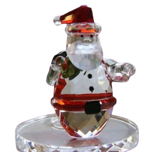 🩵NIB PartyLite Crystal Santa Tealight Holder & Red Velvet Bag